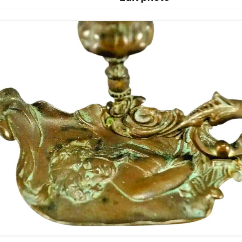 Antique ArtNouveau Figural Lady Bronze Chamber Candle Stick Late19thCentury - Picture 4 of 8